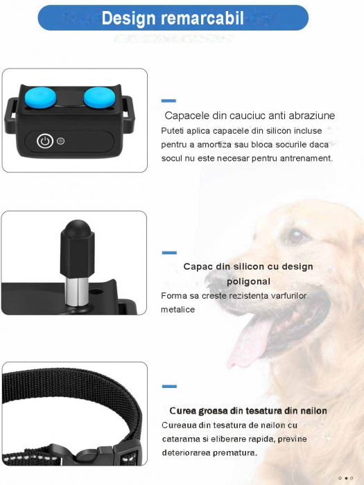 Zgarda Electrica pentru Dresaj Caini, LD-193, 99 Nivele de Vibratii, Raza Actiune 1000m, Reincarcabila, IP6x - Rezistenta la Apa si Praf, Electrozi Cauciucati, Protectie Piele, Power Saving, Lanterna, [6]