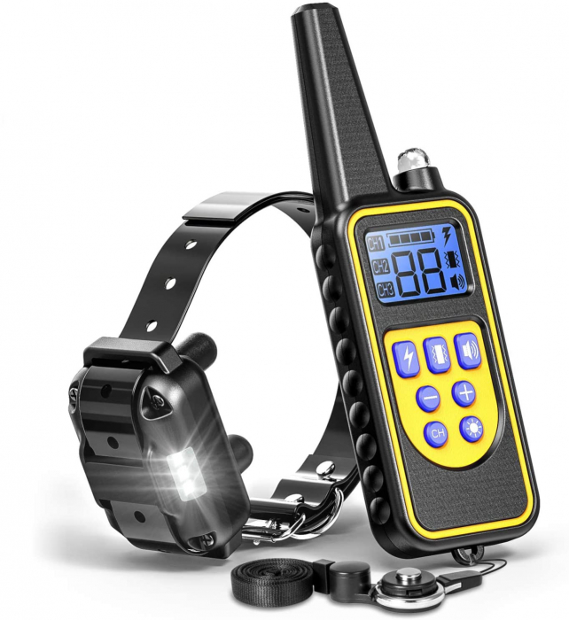 Zgarda Electrica pentru Dresaj Caini, LD-880,99 Nivele de Vibratii,Ghid Dresaj, Raza Actiune 800m,Reincarcabila,IP6x - Rezistenta la Apa si Praf, Electrozi Cauciucati, Protectie Piele, Power Saving, C [1]