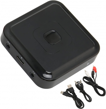 Adaptor Bluetooth 3 in 1, LittleDomi, Transmitator si Receptor TX/RX, cu Functie de Sunat, HD, RCA, AUX jack 3.5 mm pentru Casti, TV, Masina, Sistem Audio, Home Cinema, Laptop, PC, Bluetooth 5.1, Negr [4]