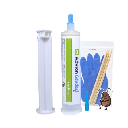 Bacanie - Advion Gandaci Gel 30g, Eliminare Gandaci + Kit Aplicare LittleDomi (Aplicator cu Piston, Bete de Portocal, Manusi)
