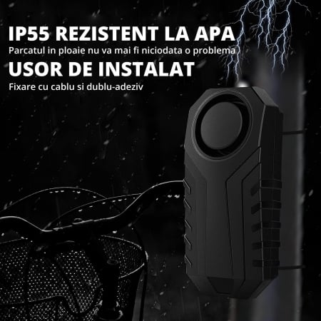 Alarma Antifurt pentru Bicicleta, Trotineta si Motocicleta, LittleDomi, 3 Nivele de Volum pana la 113db, Senzor de Vibratii, Telecomanda, Impermeabila Ip55, 7 Nivele de Senzivitate, Negru [1]