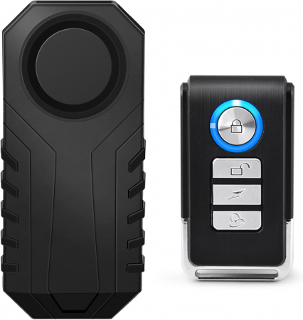 Decoratiuni - Alarma Antifurt pentru Bicicleta, Trotineta si Motocicleta, LittleDomi, 3 Nivele de Volum pana la 113db, Senzor de Vibratii, Telecomanda, Impermeabila Ip55, 7 Nivele de Senzivitate, Negru