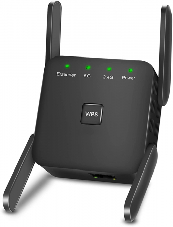PC, Periferice & Software - Amplificator Semnal Retea Wireless, LittleDomi, transmisie 300Mbps-1200Mbps, Retea 2.4 GHz-5GHz, Conexiune WPA si WPA2, 4 Antene Externe, Port LAN, Negru