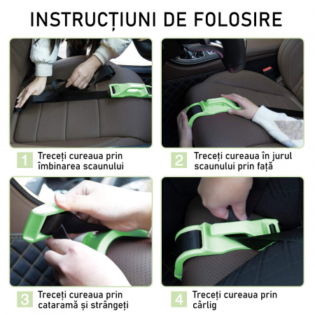 Deviator Centura, LittleDomi, pentru siguranta auto Gravide, Ajustabil, Universal, ABS, Verde [3]
