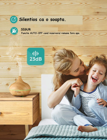 Difuzor Uleiuri Esentiale Aromaterapie LittleDomi, 7 Culori LED, 4 Programe, Telecomanda si cu Oprire Automata, Fara BPA, Dormitor, Birou, Masina, Acasa [3]