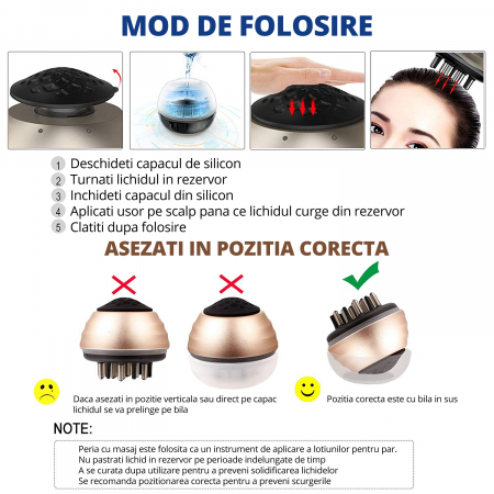 Dispozitiv manual pentru masaj capilar, LittleDomi, Dozator si Aplicator pentru Uleiuri Esentiale, Tonic Capilar, Tratamente Lichide pentru Cresterea Parului, Anticadere, Imbunatatirea Circulatiei [4]