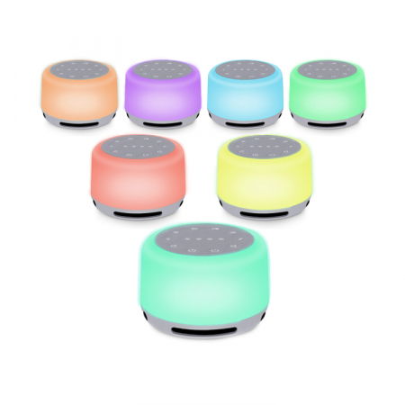 Dispozitiv Sunet Alb, LittleDomi, Functie Lampa de Veghe, Memorie, Timer, Portabil, Autonomie 10h, White Noise, pentru Bebelusi si Adulti, Reincarcabil, 24 Sunete [1]