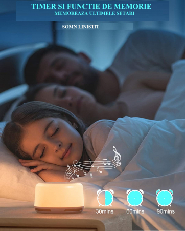 Dispozitiv Sunet Alb, LittleDomi, Functie Lampa de Veghe, Memorie, Timer, Portabil, Autonomie 10h, White Noise, pentru Bebelusi si Adulti, Reincarcabil, 24 Sunete [3]