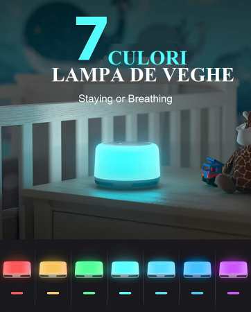 Dispozitiv Sunet Alb, LittleDomi, Functie Lampa de Veghe, Memorie, Timer, Portabil, Autonomie 10h, White Noise, pentru Bebelusi si Adulti, Reincarcabil, 24 Sunete [2]