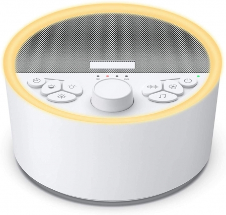 Produse - Dispozitiv Sunet Alb, LittleDomi, Terapie, Reincarcabil, Timer, Functie Memorie, Portabil, Autonomie 10h, pentru Bebelusi si Adulti, 29 sunete, White Noise, Lampa de Veghe cu Reglare Intensitate Lumin
