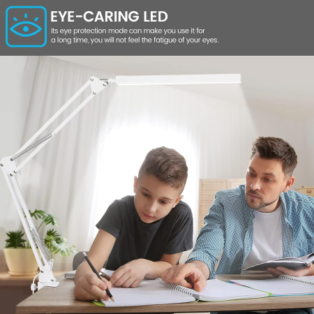 Lampa de birou LED, LittleDomi, Brat Oscilant cu Clema, Inaltime Ajustabila, 3 Moduri de Iluminare, 10 Trepte de Intesitate, Memorie, Protectie Ochi, Temperatura de Culoare Reglabila 2700-6500K, pentr [4]