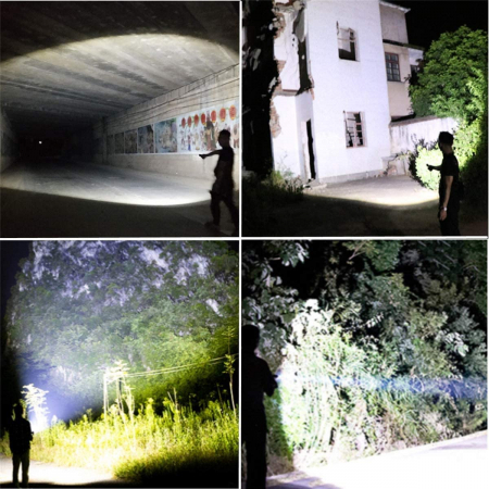 Lanterna Tactica LED Profesionala, LittleDomi XHP90.2 din Aluminiu, 6000 lm, 800m raza, 3 Moduri, Focus Ajustabil, IP65 Rezistenta la Apa, Incarcare USB, Acumulator Inclus, Indicator Baterie, Cutie De [5]