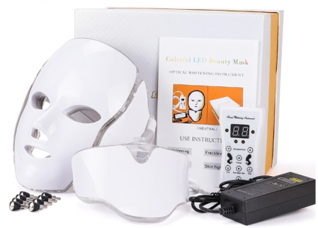 Produse - Masca Faciala cu Lumina LED, LittleDomi, pentru Ingrijirea si Intretinerea Tenului, Riduri, Pigmentare, Pori, Pete UV, Acnee, Textura, Hidratare