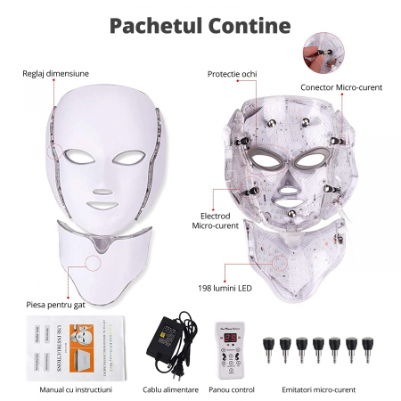 Masca Faciala cu Lumina LED, LittleDomi, pentru Ingrijirea si Intretinerea Tenului, Riduri, Pigmentare, Pori, Pete UV, Acnee, Textura, Hidratare [5]