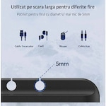 Organizator Multifunctional pentru Cabluri, Silicon Flexibil, Autoadeziv, Sistem sustinere pentru 5 Cabluri Birou sau Incarcatoare, Negru [3]