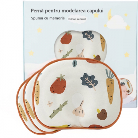 Articole hranire bebelusi - Perna Bebelusi, LittleDomi, cu 2 Huse, Anti Plagiocefalie pentru Forma Capului, Spuma cu Memorie, Orificii si Caneluri de Ventilatie, Corectiva, Bumbac 100%, Husa Detasabila, Material Hipoalergenic, I