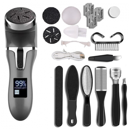 Produse manichiura & pedichiura - Pila Electrica pentru Talpi si Calcaie, Bataturi, Piele Moarta, LittleDomi, Dispaly Digital LED, Reincarcabil, Afisare Baterie, Incarcare USB, Rezistent la Apa, Aspirare Reziduuri, Functie Blocare, 3