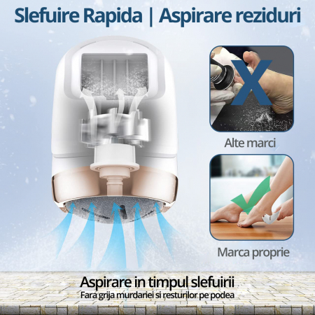 Pila Electrica pentru Talpi si Calcaie, Bataturi, Piele Moarta, LittleDomi, Dispaly Digital LED, Reincarcabil, Afisare Baterie, Incarcare USB, Rezistent la Apa, Aspirare Reziduri, Functie Blocare, 3 R [4]