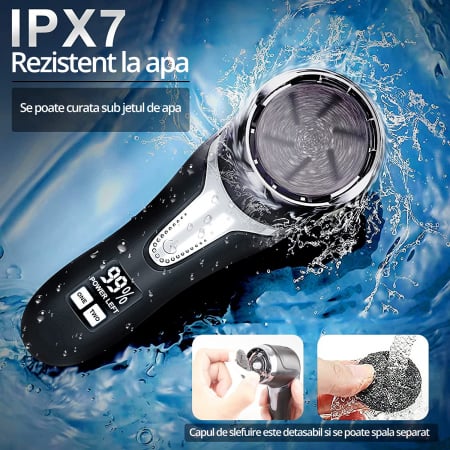 Pila Electrica pentru Talpi si Calcaie, Bataturi, Piele Moarta, LittleDomi, Dispaly Digital LED, Reincarcabil, Afisare Baterie, Incarcare USB, Rezistent la Apa, Aspirare Reziduuri, Functie Blocare, 3 [5]