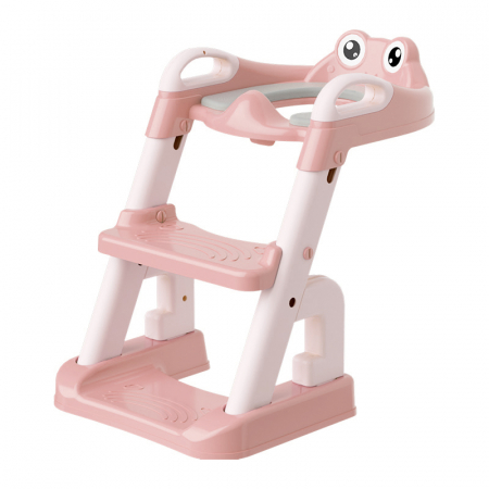 Recent adaugate - Reductor si Scaunel Inaltator WC pentru Copii +1An, LittleDomi®, 2 Trepte, Reglabil pe Inaltime, Pliabil, Portabil, Antiderapant, Anti-Stropire, Perna Moale, Manere de Sustinere, Roz
