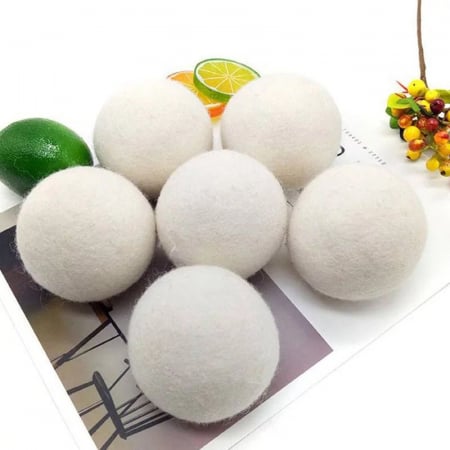 Set 6 Bile din Lana 100% pentru Uscator - Natural, Reutilizabil, Reduc Cutele de Imbracaminte, Economiseste Timpul de Uscare, Alternativa la Bilele de Plastic si Balsamul Lichid, Saculet Depozitare, A [2]