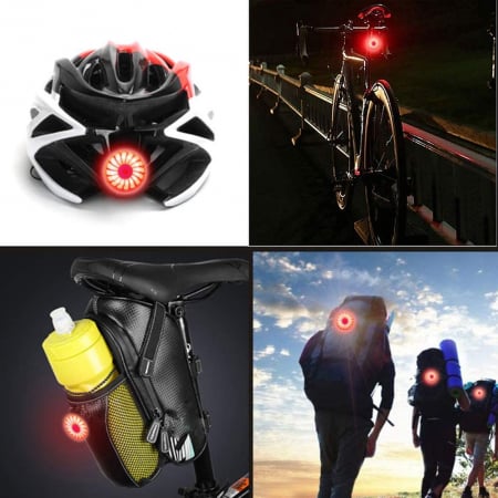 Stop Bicicleta Inteligent, 5 Moduri de Lumina, Senzor Franare, SMD LED, IP65 Rezistent la Apa si Praf, Incarcare USB, Aluminiu,  Negru [3]