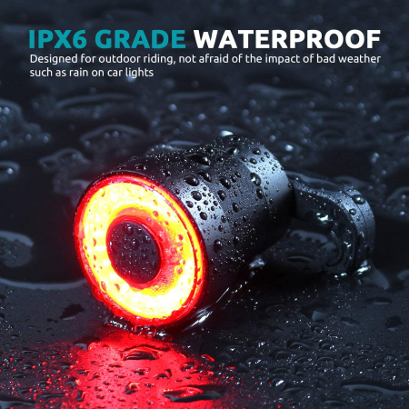Stop Bicicleta Intelligent, IP65 Rezistent la Apa si Praf, 4 Moduri de Lumina, Auto On/Off, Senzor Franare, COB LED, Aluminiu, Acumulator 400mAh, Incarcare USB, Negru [1]