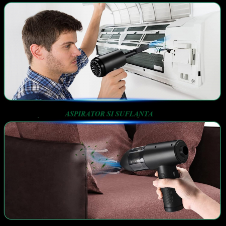 Suflanta Aer & Aspirator fara Fir, LittleDomi, 68W, pentru Tastatura, Indepartare Praf PC, Aer Conditionat, Jaluzele, Canapea, Telefon, Obiectiv Aparat Foto, 3 Trepte de Viteza, 11 Accesori [5]