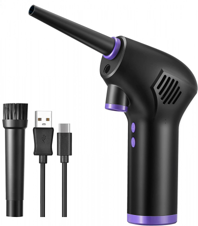 Suflanta aer, LittleDomi, pentru Indepartare Praf PC, Aer Conditionat, Tasatura, Jaluzele, Canapea, Telefon, Obiectiv Aparat Foto, doua Tipuri de Duze, Lanterna LED, fara Fir, Negru [0]