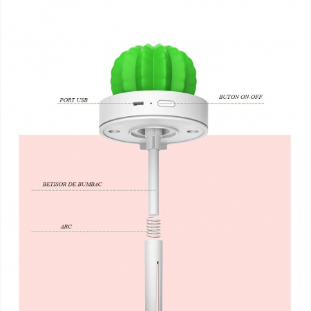 Umidificator de Aer, LittleDomi, Mini Cactus pentru Casa, Masina, Birou, Lumina Led, 280ml [3]