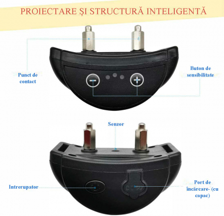 Zgarda Anti-latrat Automata, Ajustabila, Sunet, Impulsuri pe 7 nivele, Rezistenta la Apa, Praf, Zapada, Negru [5]