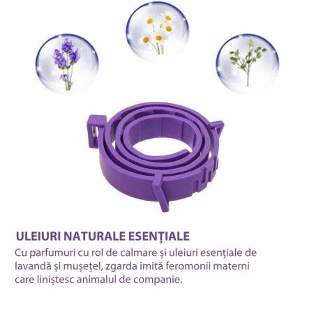 Zgarda cu Efect Calmant pentru Caini, Feromoni Naturali, Reduce Anxietatea si Agresivitatea Animalelor de Companie, 62*1cm, protectie  pana la 3 luni [3]