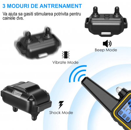 Zgarda Electrica pentru Dresaj Caini, LD-880,99 Nivele de Vibratii,Ghid Dresaj, Raza Actiune 800m,Reincarcabila,IP6x - Rezistenta la Apa si Praf, Electrozi Cauciucati, Protectie Piele, Power Saving, C [1]