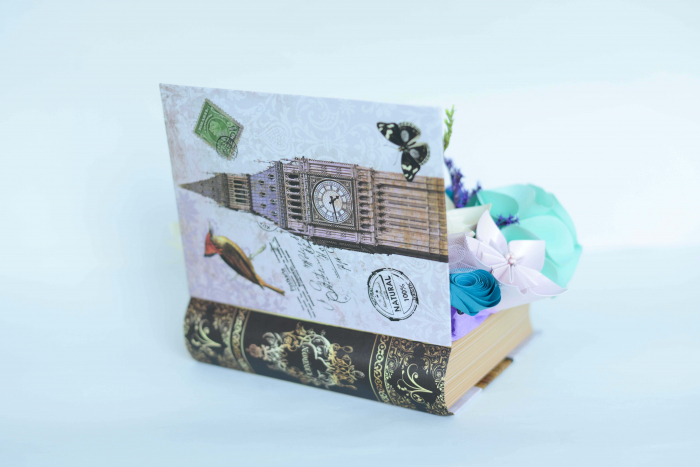 Cutie carte - Flori hârtie/ Flori textile [2]