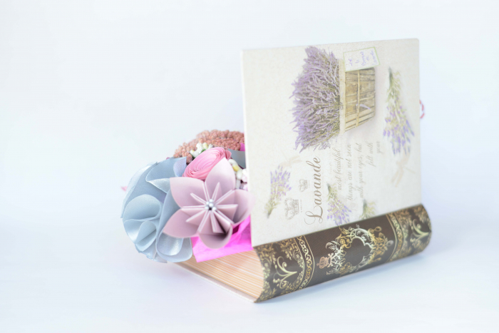 Cutie carte - Flori hârtie/ Flori textile [3]