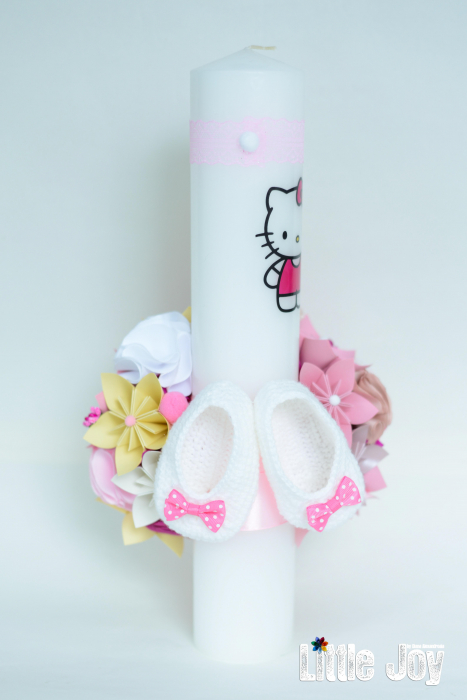 Lumânare botez Hello Kitty personalizată - Botoșei [5]