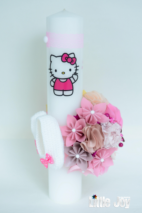 Lumânare botez Hello Kitty personalizată - Botoșei [4]