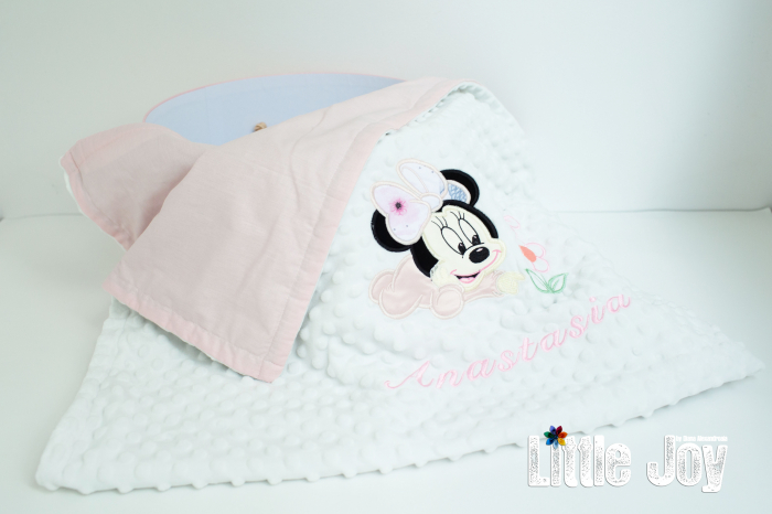 Păturică personalizată - Minnie roz pal [1]