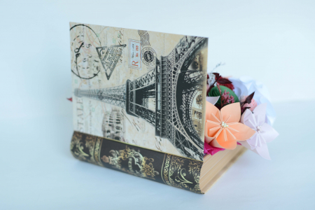 Cutie carte - Flori hârtie/ Flori textile [2]