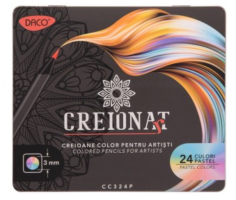 Creioane Colorate 24 CULORI PASTEL in cutie metalica [1]