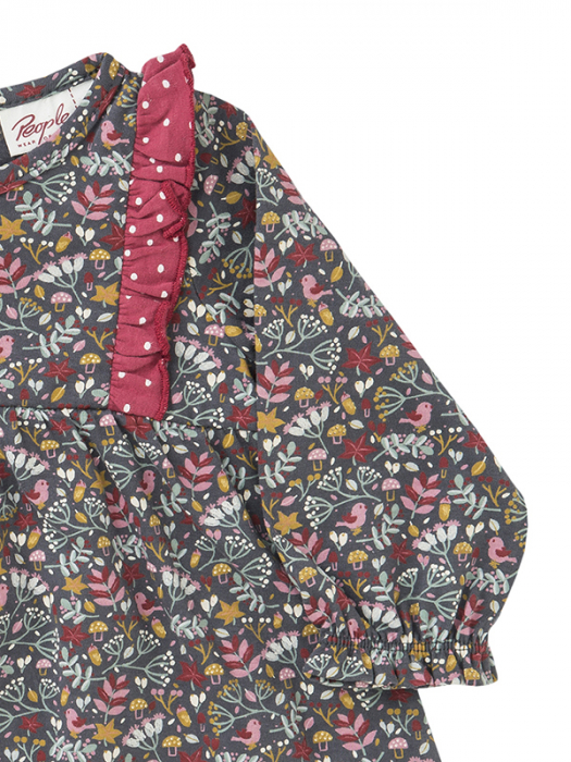 Rochita Scufitei, cu floricele, din bumbac organic - People Wear Organic [4]