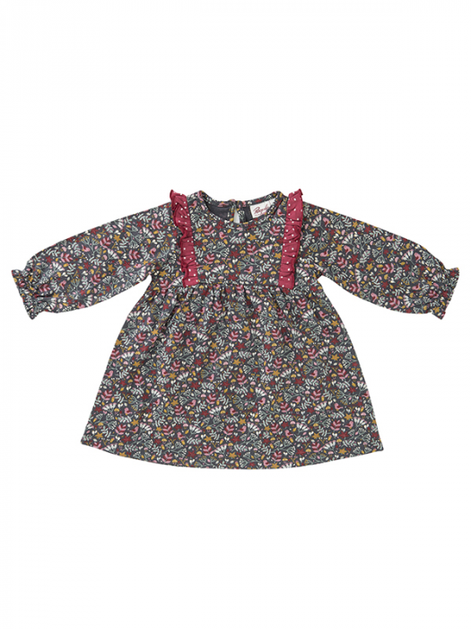 Rochita Scufitei, cu floricele, din bumbac organic. Marimea 86/92 - People Wear Organic [3]