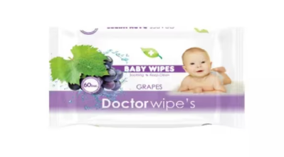 Igiena si Ingrijire - Doctor Wipe's servetele umede pentru copii Grapes, 60 bucati