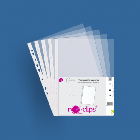 Folii, Dosare, Mape - Folie protectie A4 cristal 50 microni RO-CLIPS RO-FPC50