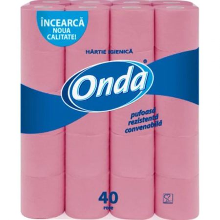 Casa, Gradina & Bricolaj - Hartie igienica Onda 40 role, roz, 2 straturi