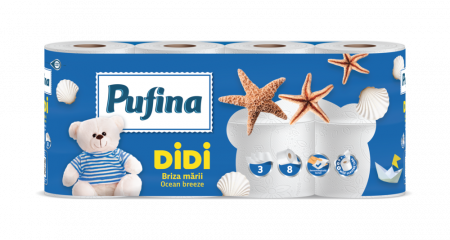 Curatenie & Intretinere - Hartie igienica Pufina Didi, Briza Marii, 8 role, 3 straturi