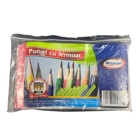 Detergenti Bucatarie si Vase - Pungi cu fermoar Misavan, 15x22cm, 100 buc/ set
