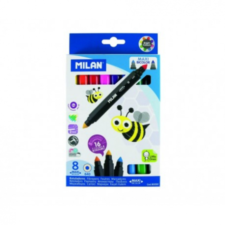 Creioane, Creioane colorate - Carioca maxi set 8 cu doua capete