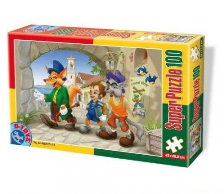 Jocuri & Jucarii - Super Puzzle Pinocchio 100 piese D-TOYS