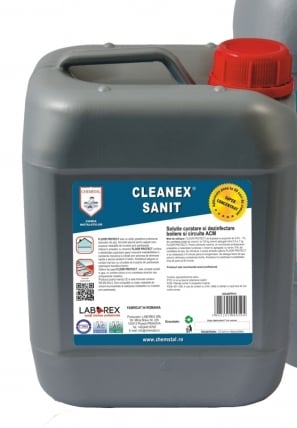 CLEANEX SANIT - Solutie pe baza de clor pentru igienizarea elementelor de instalatii pentru ape menajere, CHEMSTAL, 5KG, cod:LBXCLSAN05 [1]